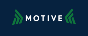 The word Motive with green wings around it
