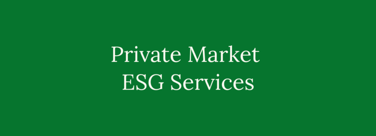 A green box with the words Private Market ESG Services written inside of the box